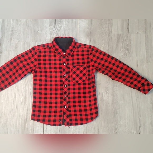 Nomad Red & Black Buffalo Plaid Button Up Shirt Little Boys Size 4-5 - Picture 3 of 9